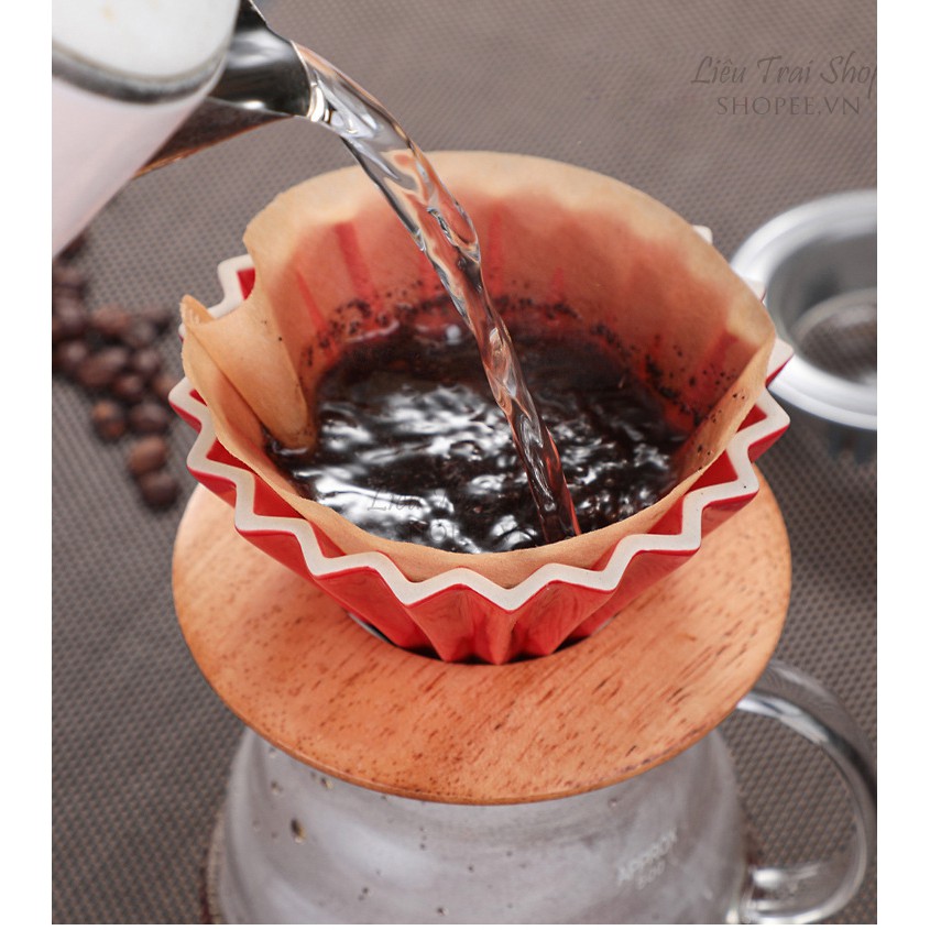 Bộ phễu pha cà phê giấy lọc sứ V60 phong cách Origami pourover drip