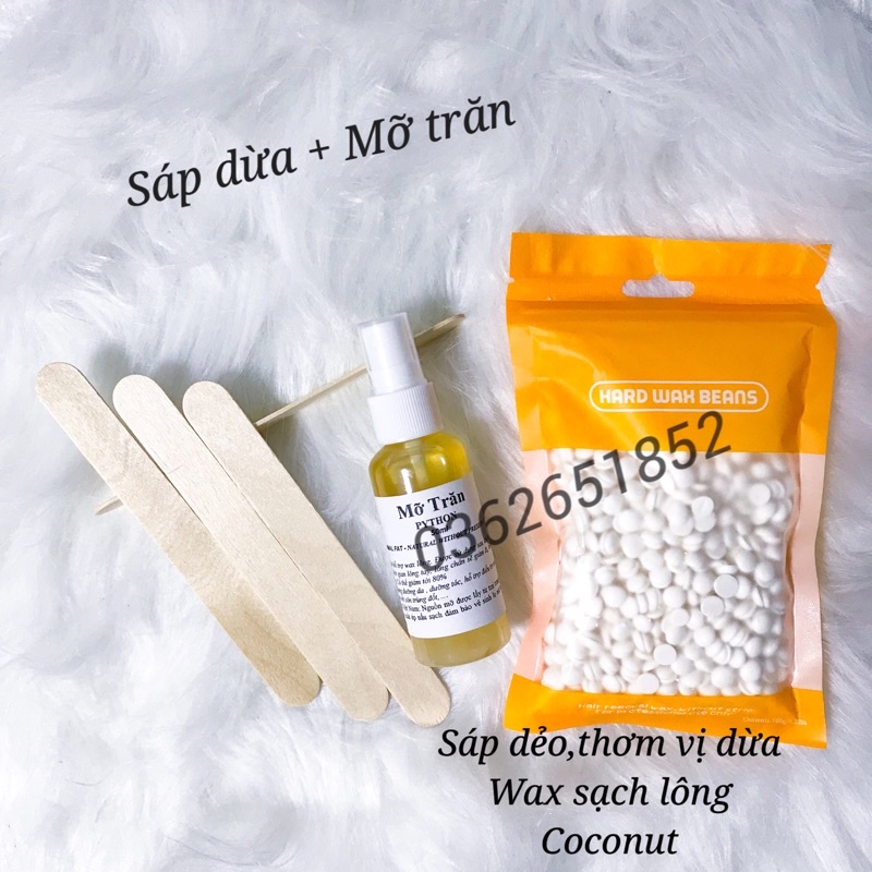 [ Combo sáp wax lông cao cấp + Mỡ trăn ] Sáp wax lông cao cấp COCONUT &amp; TRONG SUỐT + 30ML mỡ trăn nguyên chấ