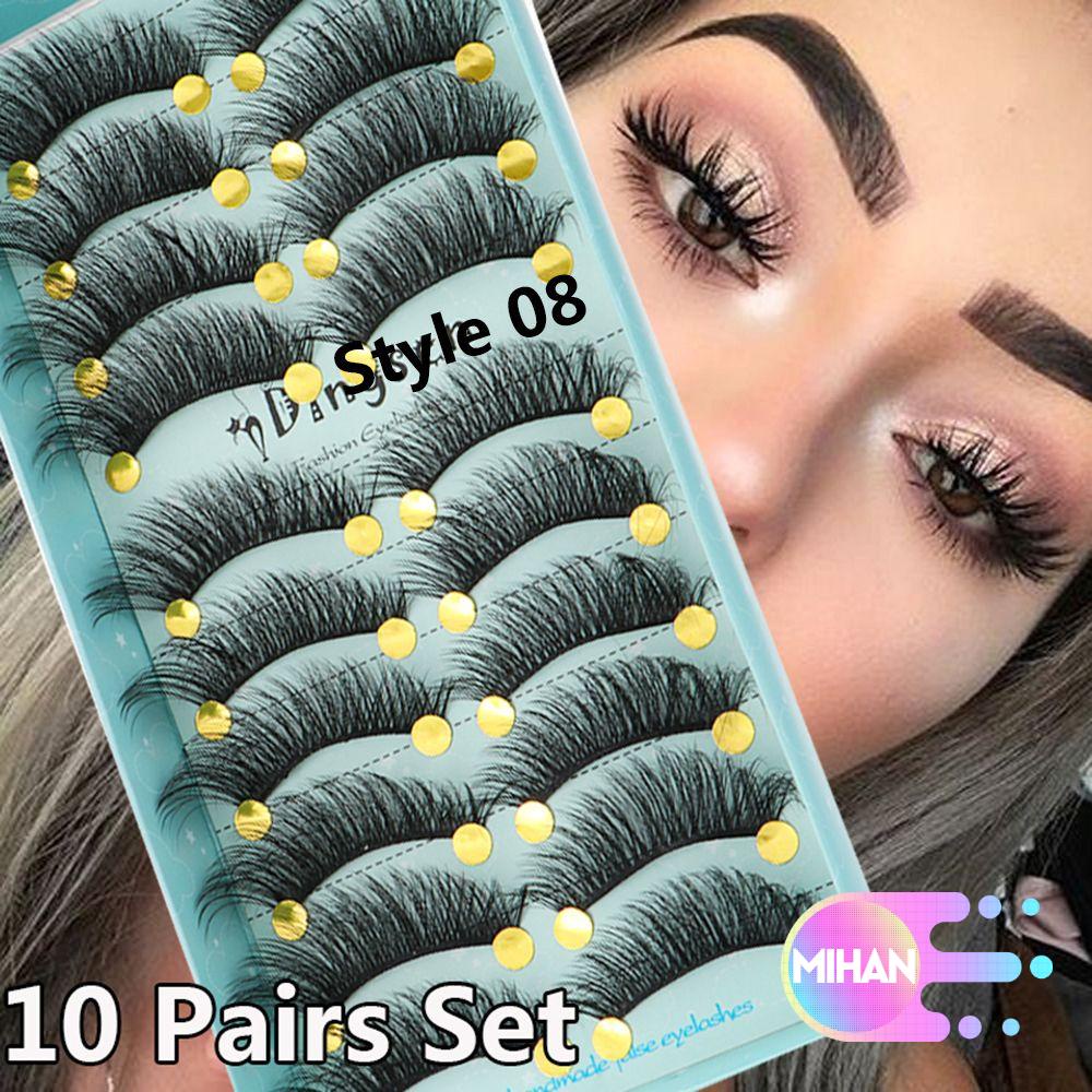 [Hàng mới về] Bộ 10 cặp lông mi giả SKONHED bằng lông chồn giả 3D trang điểm sống động cho nữ