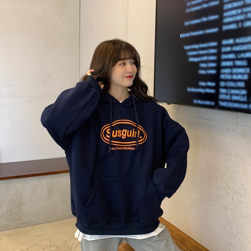 Áo Nỉ Nữ Dài Tay Có Mũ Form Rộng Thời Trang Hip Hop Pu