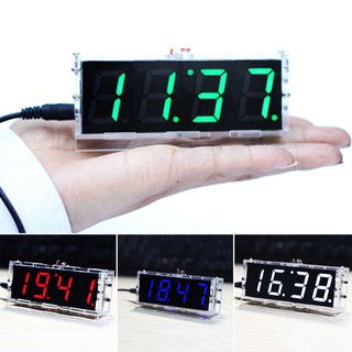 US Electronic 4-digit DIY Digital LED Clock Kit Light Control Temperature Hot