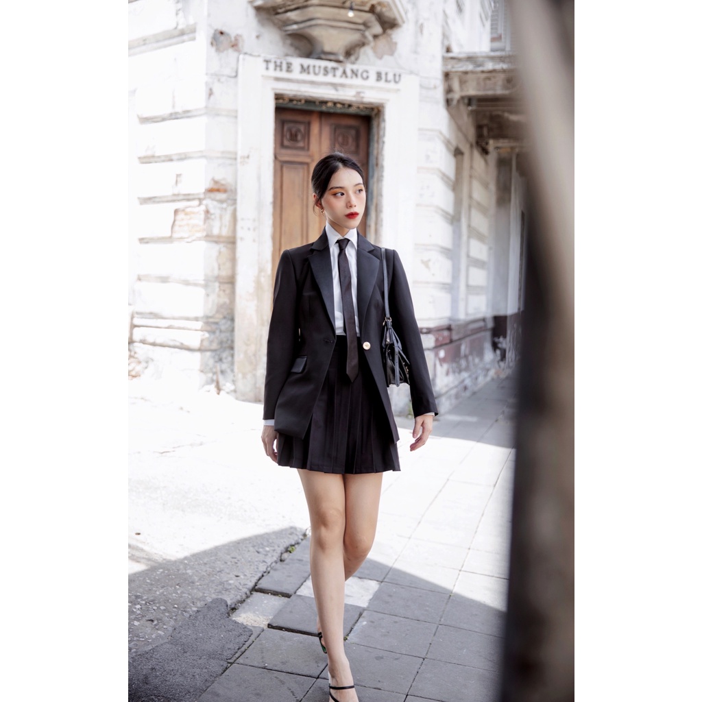 Áo vest đen dáng dài 1 khuy - London Blazer - Walenty