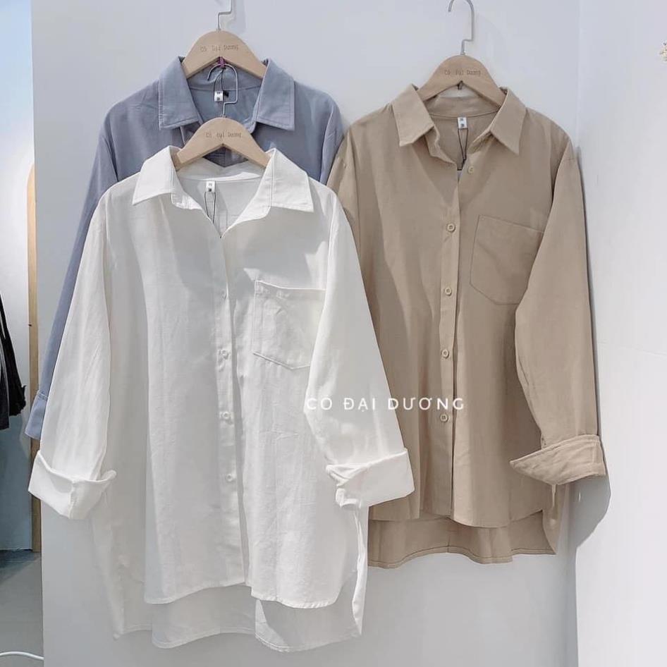 Áo Sơ Mi Trơn Voan Túi Ngực - Áo Sơ Mi Unisex Nam Nữ-Sơ Mi Tay Loqx Form Rộng Uzzlang(có ảnh thật) *