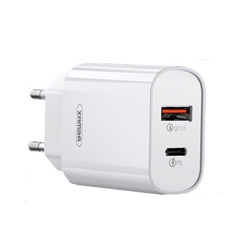 [Mã ELORDER5 giảm 10K đơn 20K] sạc nhanh remax RP-U37 2 cổng USB tích hợp QC 3.0 và PD 18W