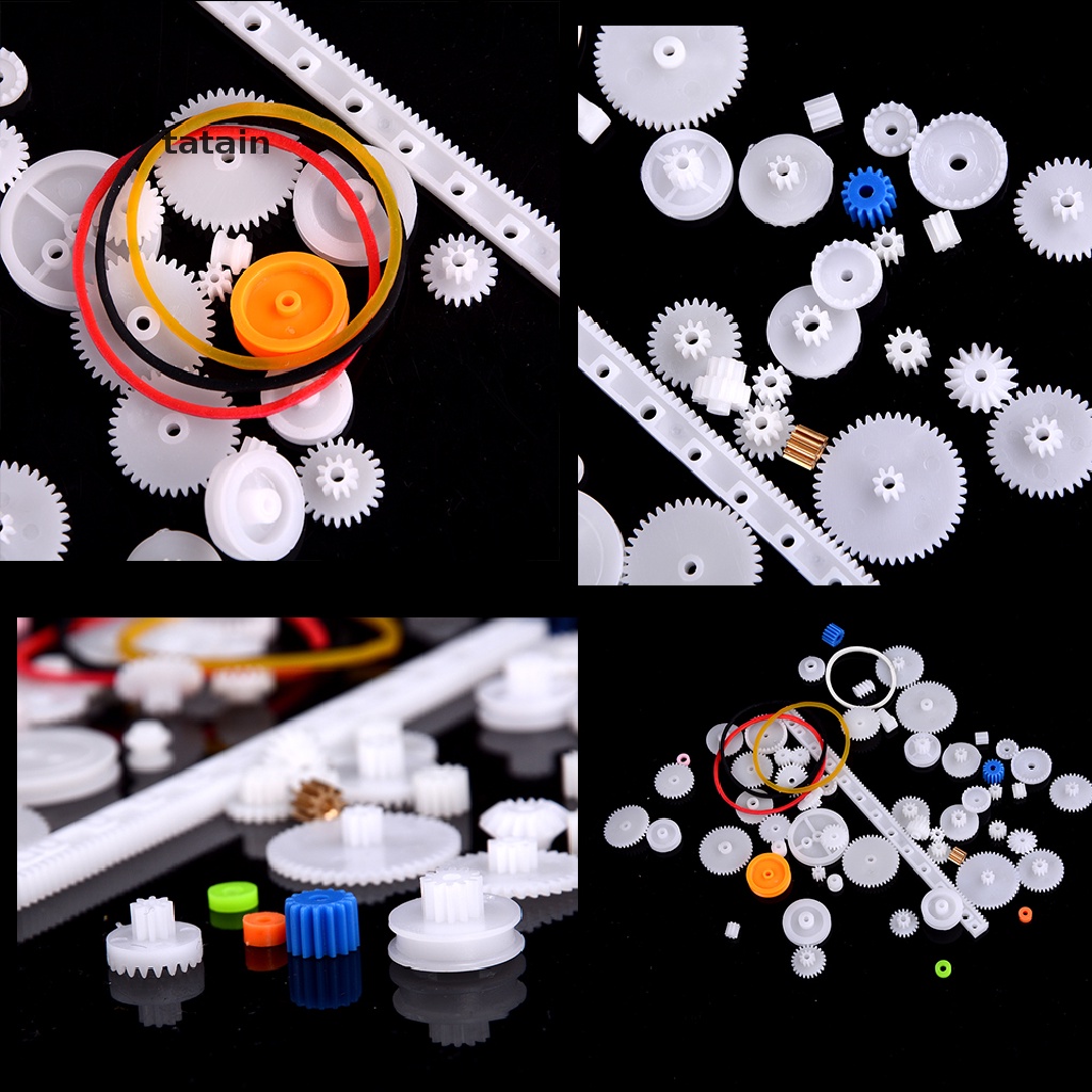 [TAT] 60 pcs Plastic Gear Set DIY Rack Pulley Belt Worm Single Double Gears CVX