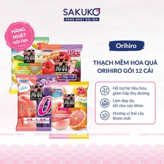 Thạch trái cây, thạch hoa quả mềm Orihiro túi 12 cái hàng Nhật nội địa Sakuko