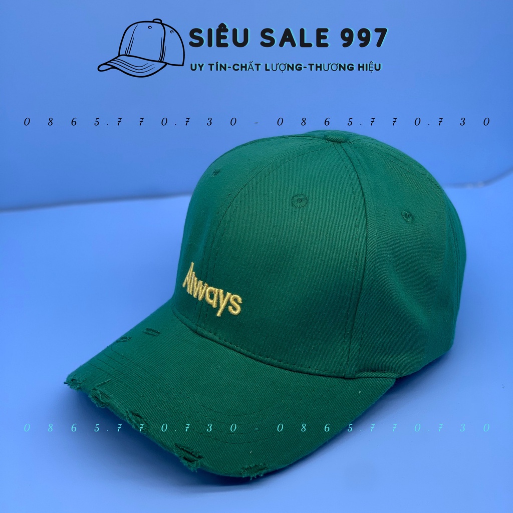 NÓN LƯỠI TRAI NHUNG ALWAYS RÁCH NHẸ CÁ TÍNH THỜI TRANG NAM NỮ ĐẸP