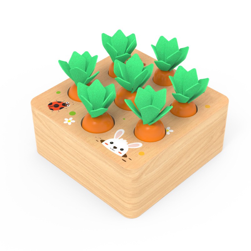Treeyear Đồ chơi bằng gỗ hình củ cà rốt phát triển trí tuệ cho bé 1 tuổi