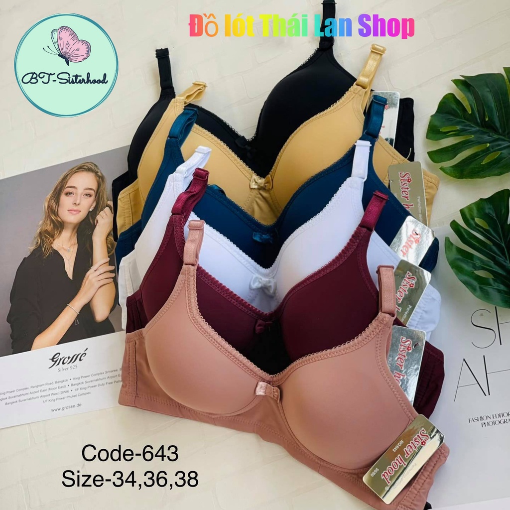 Áo ngực nữ TRƠN  hàng Thái Lan Sisterhood 643, áo lót không gọng không đệm, mút mỏng, Vanvene, LAVENUSA, LOT STORE