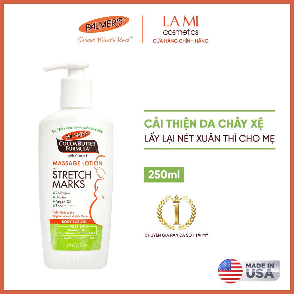 COMBO Ngăn ngừa rạn cho mẹ bầu ĐẦU và GIỮA thai kỳ Palmer's (Kem rạn 125g và Lotion rạn 250ml)