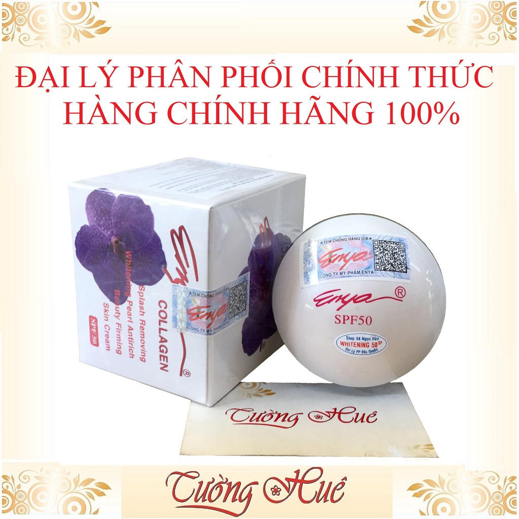 Kem dưỡng trắng, chống nắng SPF50 Enya Tinh chất Collagen, Ngọc Trai - 30g - Bông tím