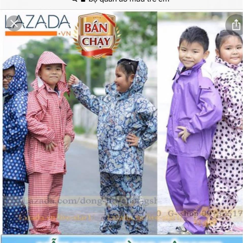 Bộ Quần áo mưa Trẻ em : Siêu bền - Siêu Nhẹ Cho Trẻ Em Từ 4 Đến 15 Tuổi