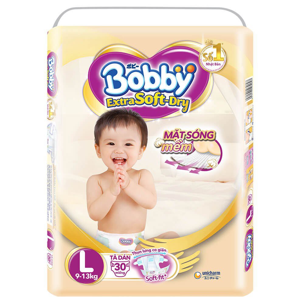 Bỉm/Tả dán siêu mềm Bobby Extra Soft-dry size S40,M34,L30,XL27,XX24.