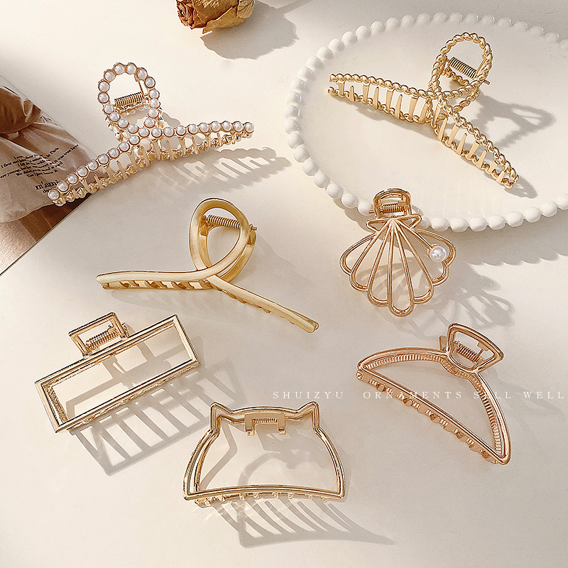 Kẹp càng cua đính ngọc trai cỡ lớn đơn giản thời trang Hàn Quốc cho nữ