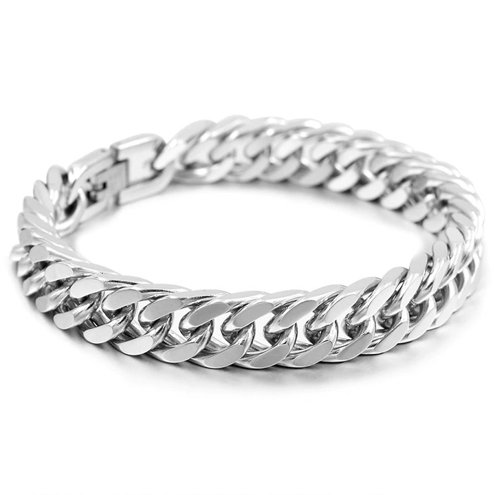 Lắc tay nam cá tính INOX mẫu mắc xích lặc đôi khoá bộ - LN126