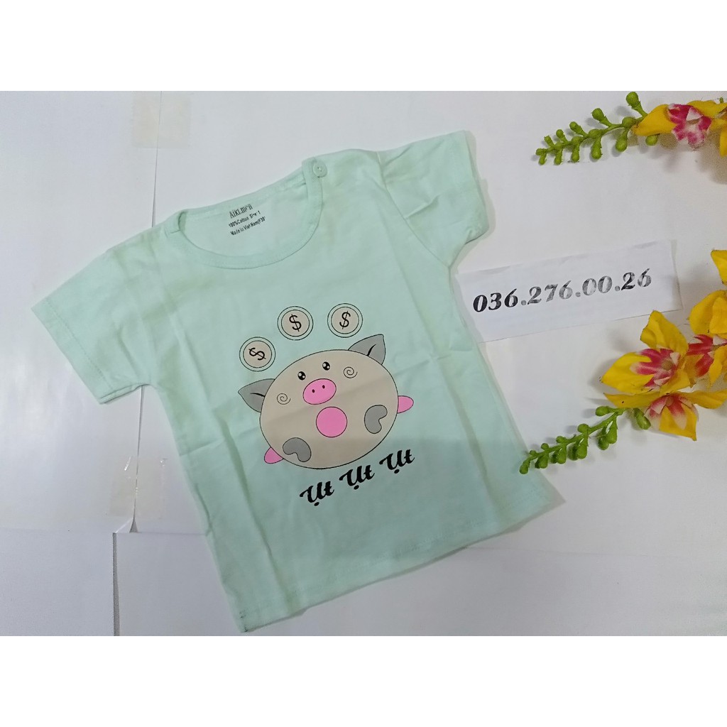 Áo cộc cotton có nút cài vai cho bé