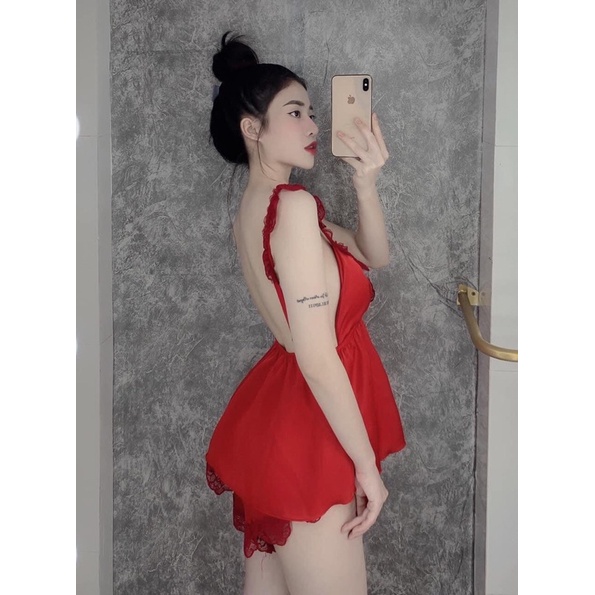 Đồ ngủ sexy nữ gợi cảm, Đồ bộ nữ cao câp ren sexy có mút ngực tăng đơ điều chỉnh