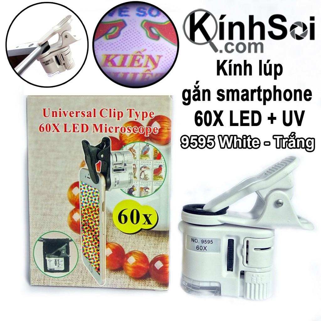 Kính lúp 60x soi trame tiền giả LED UV