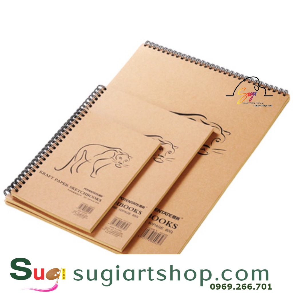 Sổ vẽ Potentate , Sổ vẽ chì phác thảo , Chì màu , phấn , sáp dầu , GIẤY KRAFT vàng