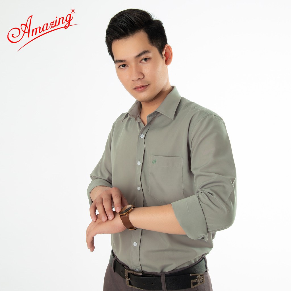 Amazing, áo sơ mi nam trung tuổi, chuẩn size basic, form suông, đa dạng sắc màu, chất liệu kt silk mềm mướt