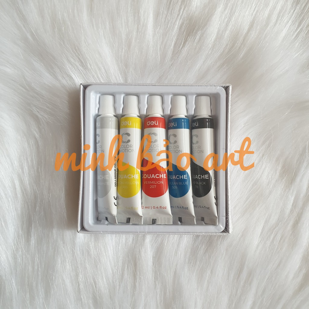 MÀU GOUACHE DẠNG TUÝP 12ML DELI - 5/12/24 MÀU