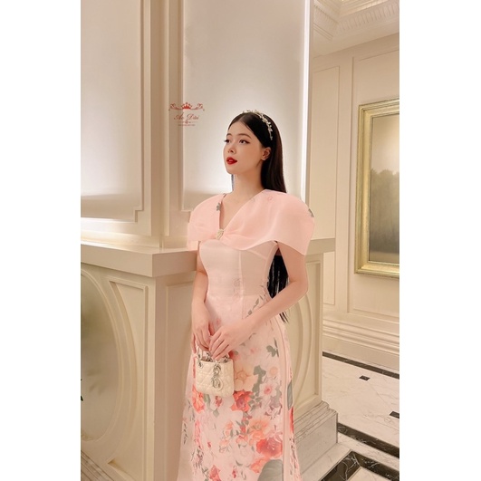 Áo dài cách tân Hồng Nhan màu hồng nhẹ nhàng áo dài thiết kế mẫu mới cho chị em đi chơi đi tiệc chụp ảnh xinh