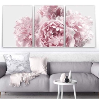 Bộ 3 tranh canvas hoa mẫu đơn 40x60x3 tràn viền