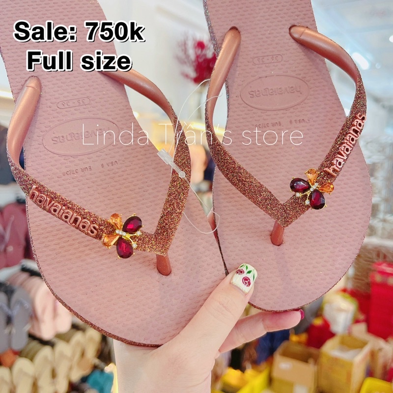 dép HVN kim tuyến viền mix charm nhỏ