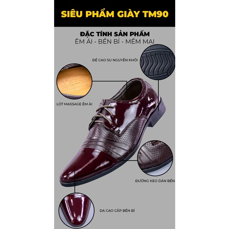 Giày da nam phong cách công sở cao cấp thiết kế cao cổ hàn quốc màu nâu đẹp bảo hành 5 năm TM90 TIMAN