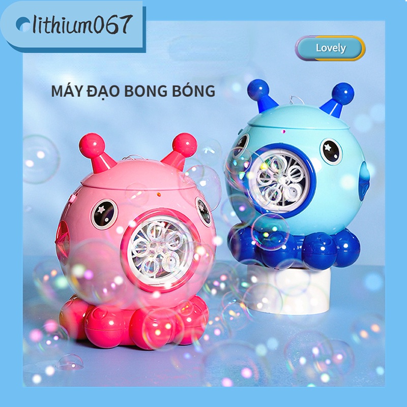 ☀ Lithium067 Máy tạo bong bóng Phim hoạt hình Bong tự động Nhạc nhẹ Năm lỗ Đồ chơi ngoài trời