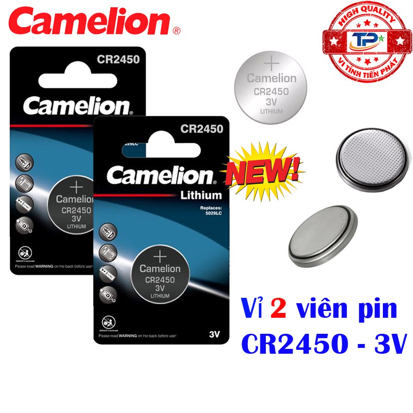 Vỉ 2 viên pin Nút CR2450 Camelion Lithium Battery 3V mẫu mới - dùng cho cân điện tử , chìa khóa , máy tính, đồ chơi...