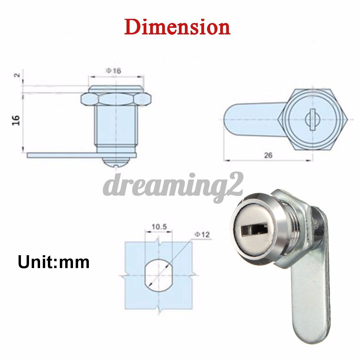 Ổ Khóa Tủ Kèm 2 Chìa Khóa