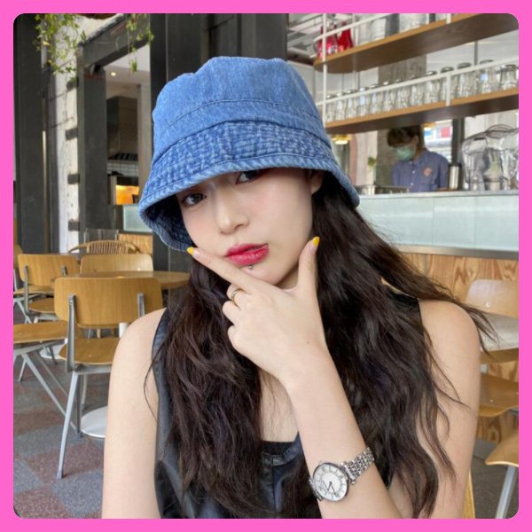 Nón bucket vành nhỏ vải denim màu xanh thoáng mát kiểu dáng retro cho nữ chụp ảnh sống ảo cực đẹp độc