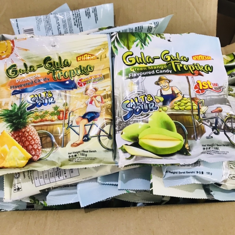 KẸO RINDA VỊ DỨA MUỐI VÀ VỊ XOÀI HÀNG CAO CẤP _MALAYSIA 150G