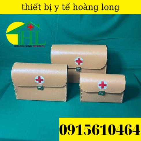 Túi Cứu Thương Chữ Thập Màu Da Bò Cỡ Nhỏ 23X12X8cm - Túi Y Tế