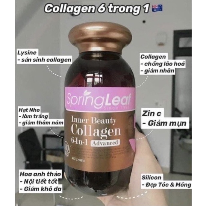Viên collagen Spring Leaf Inner Beauty collagen 6-in-1 Advanced chính hãng Úc 90v chống lão hóa đẹp da