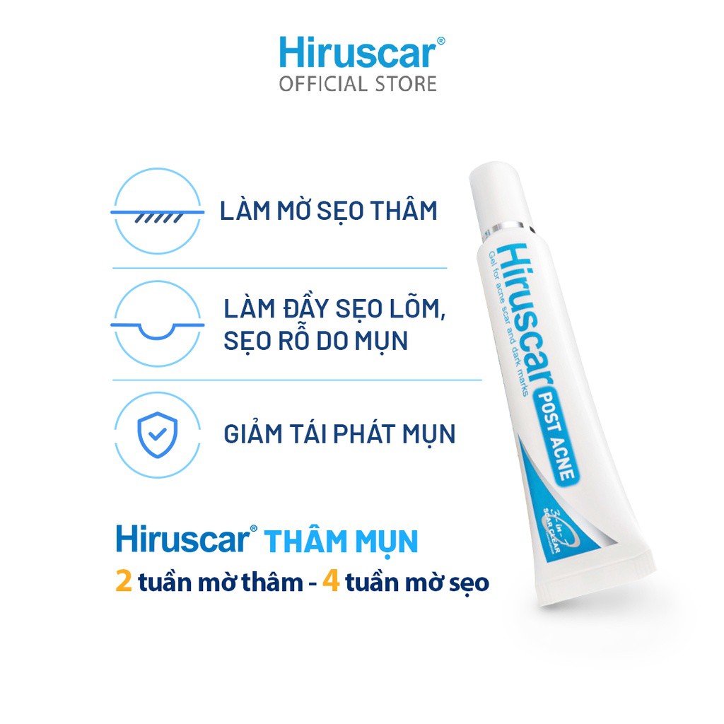 Hiruscar Post Acne Gel chăm sóc sẹo mụn và mụn thâm (5g)