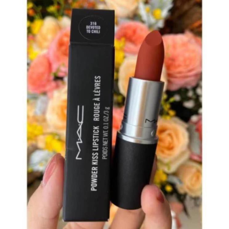 💄💄Son MAC Devoted To Chili 316 Powder Kiss - Màu Đỏ Gạch | BigBuy360 - bigbuy360.vn