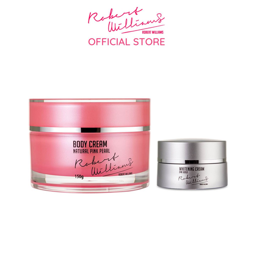 Bộ sản phẩm ROBERT WILLIAMS dưỡng da mặt trắng sáng Vàng 24K 20g và Dưỡng thể mịn màng căng mướt 150g | BigBuy360 - bigbuy360.vn