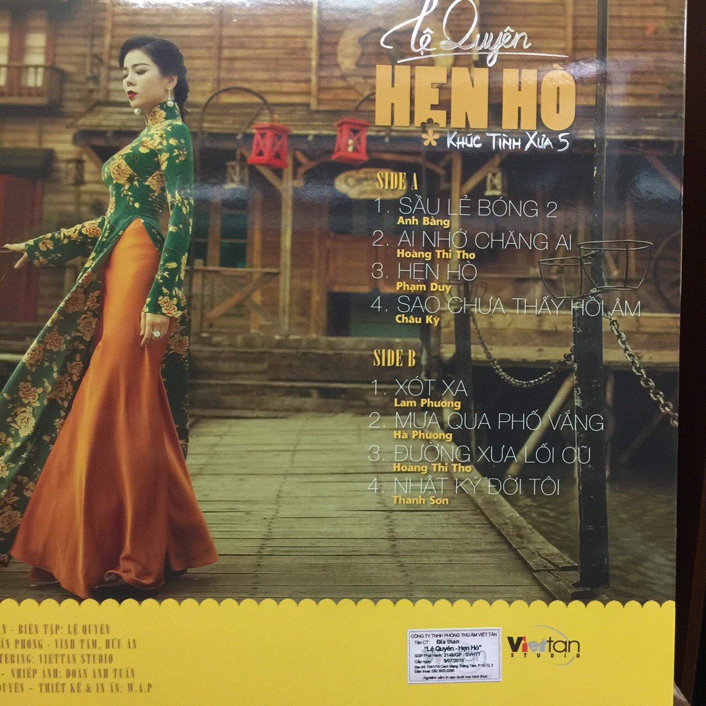 ĐĨA THAN LỆ QUYÊN - HẸN HÒ (KHÚC TÌNH XƯA 5) [VINYL LP]