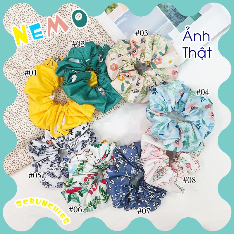 [ Ảnh Thật ] Cột Tóc Vải Scrunchies Nemo Họa Tiết, Có Clip Shop Tự Quay - CTSC8M