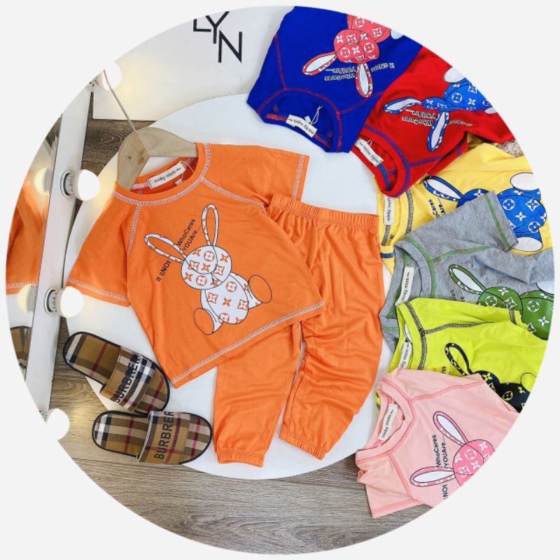 Bộ ngắn tay thun lạnh quần Alibaba Minky Mom thun lạnh cho bé trai bé gái từ 5-19kg