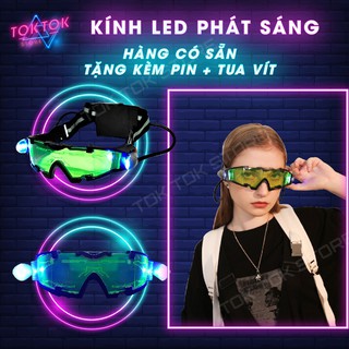 Kính LED - Mắt kính phát sáng chiếu đêm quay tiktok phụ kiện thời trang tặng kèm pin và tua vít có bảo hành.