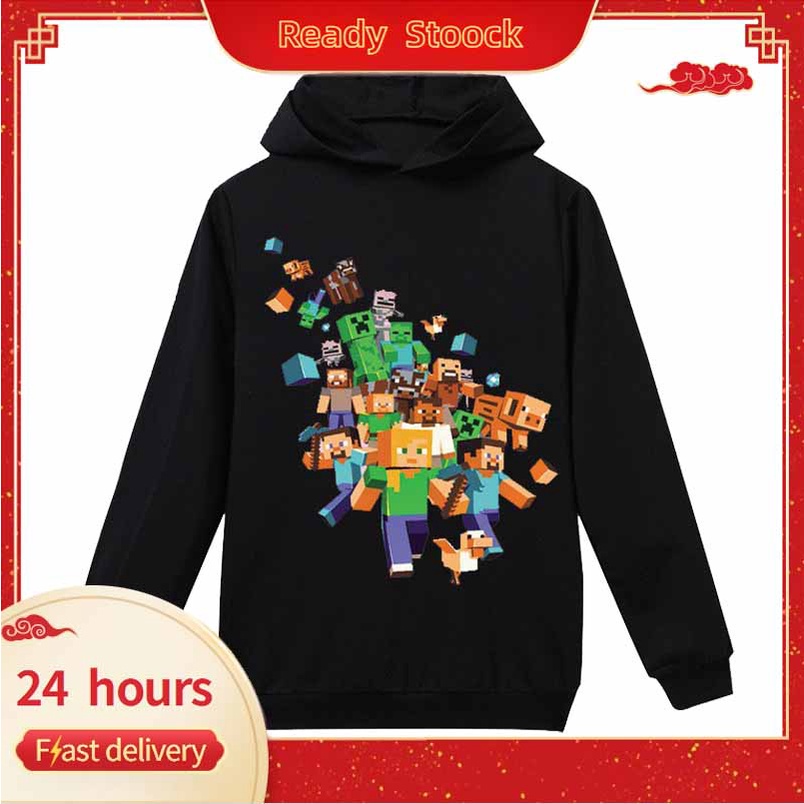 Áo hoodie họa tiết minecraft tay dài thoáng mát dành cho bé 2021