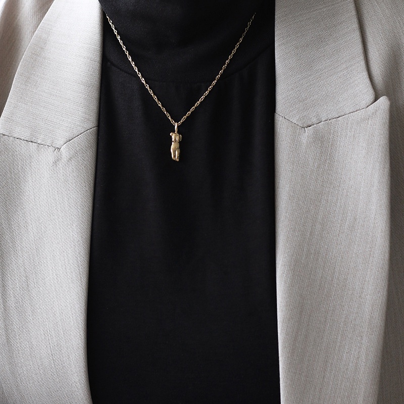 Dây chuyền titan kiểu hình người trừu tượng không gỉ WN2216