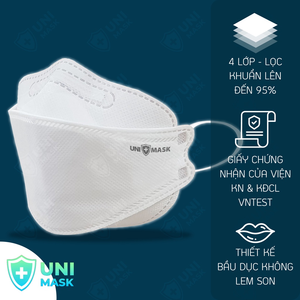 Khẩu Trang KF94 Thùng 300 Cái UNI MASK 300 Chiếc Khẩu Trang Cá Nhân Kháng Khuẩn 4D Ôm Sát Mặt Kín Tuyệt Đối