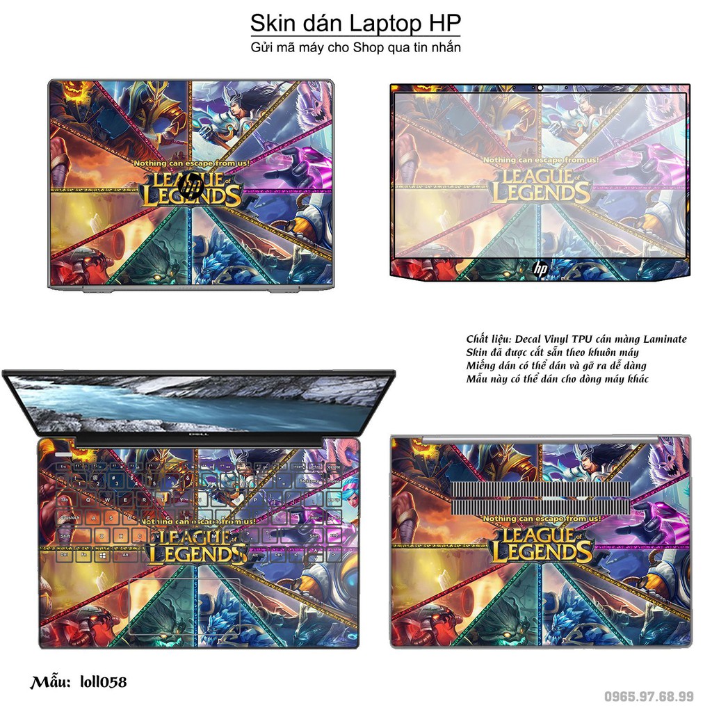 Skin dán Laptop HP in hình Liên Minh Huyền Thoại nhiều mẫu 7 (inbox mã máy cho Shop)