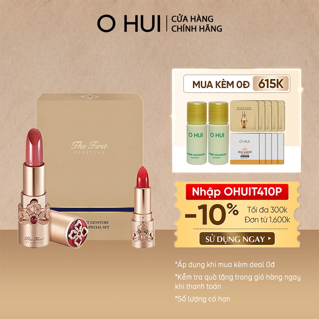 [Mã FMCGMALL -8% đơn 250K] Bộ 2 son lì dưỡng ẩm ngăn lão hóa OHUI The First Geniture Lipstick