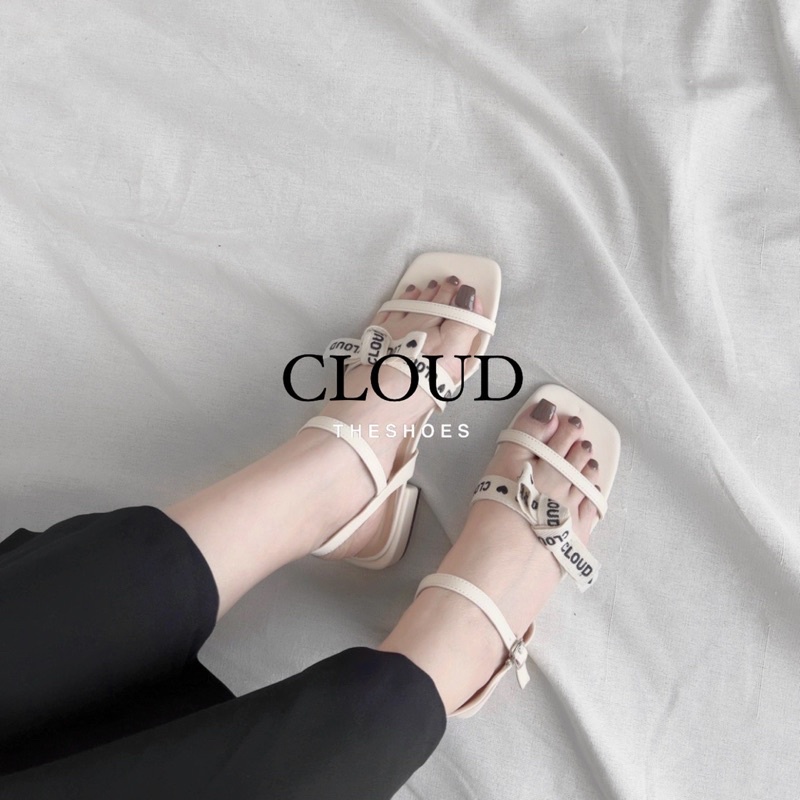 Giày Sandal nữ gót vuông quai ngang ruy băng thắt nút mũi vuông khóa cài – Cloud The Shoes