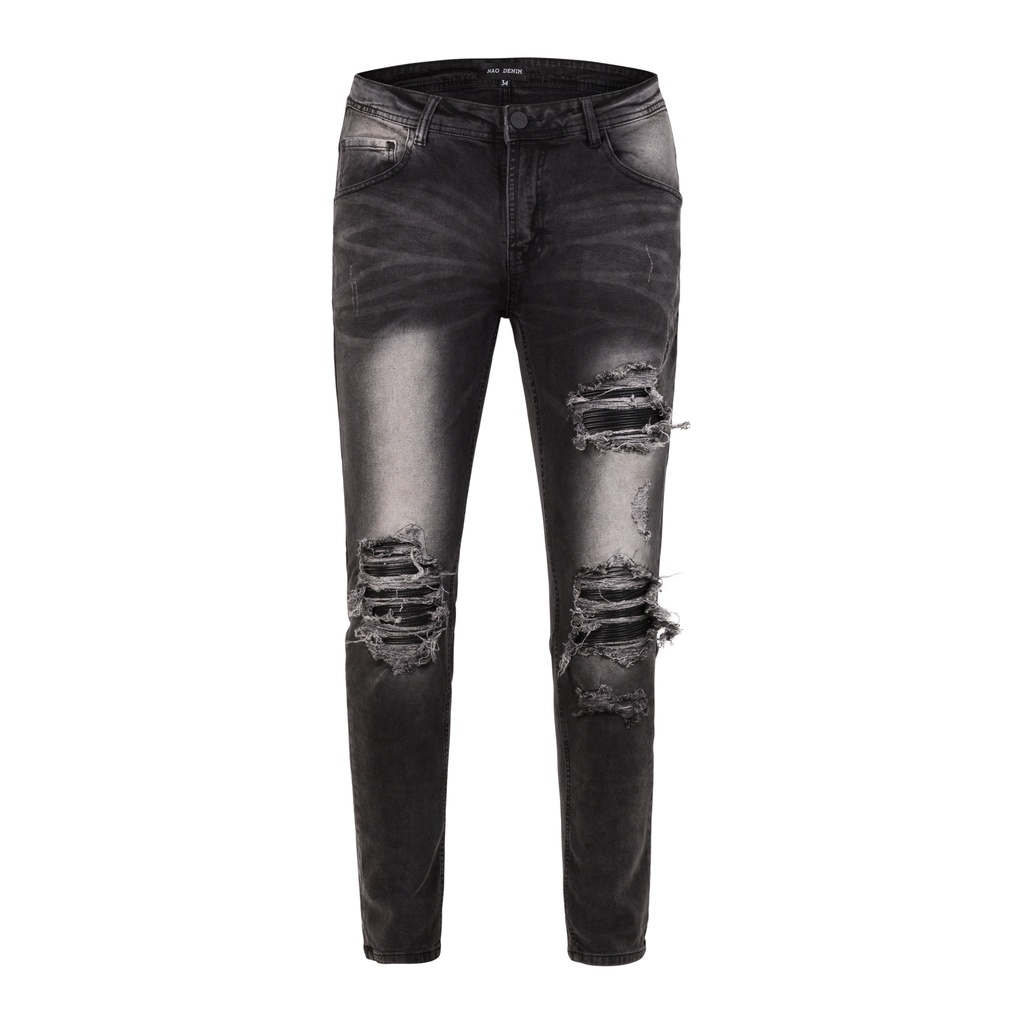 Quần jean nam, quần bò nam biker cao cấp màu xám wash KQ44, form slimfit ôm vừa, chất jean co giãn thoải mái.